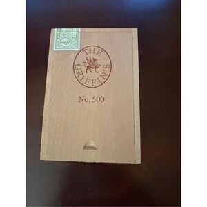 The Griffin's No. 500 Wooden Cigar Box, Empty, Sliding Lid, Great Condition